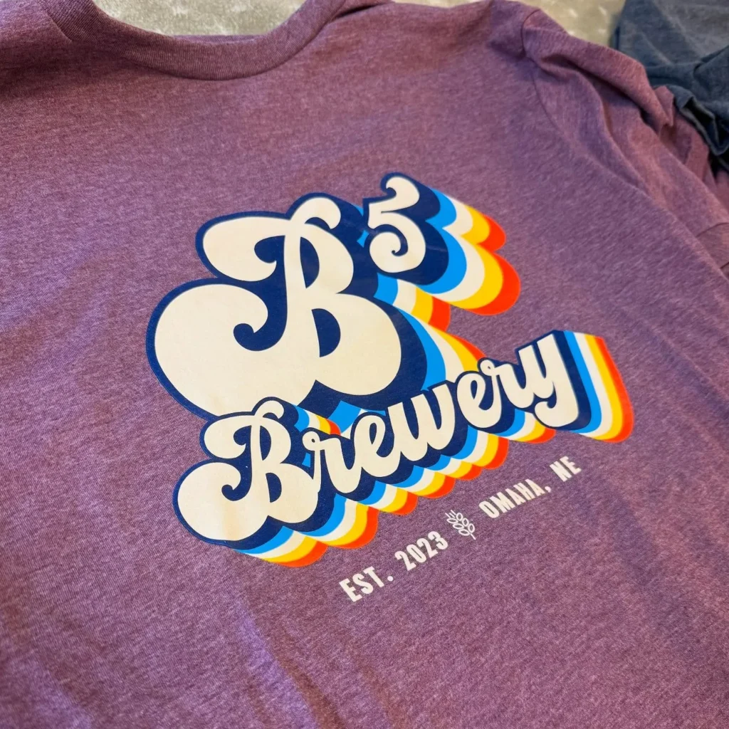 Purple B3 Brewery t-shirt with a retro screen printed logo